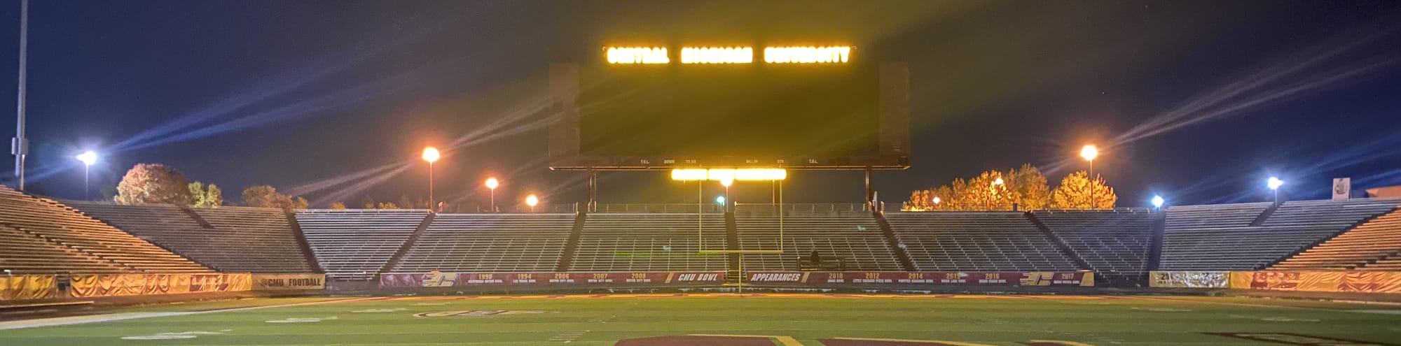 empty football stadium at night under the lights Baltimore